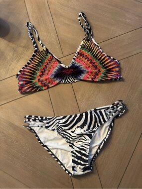 Pilyq Multicolor & Black Beaded Zebra Print Bikini